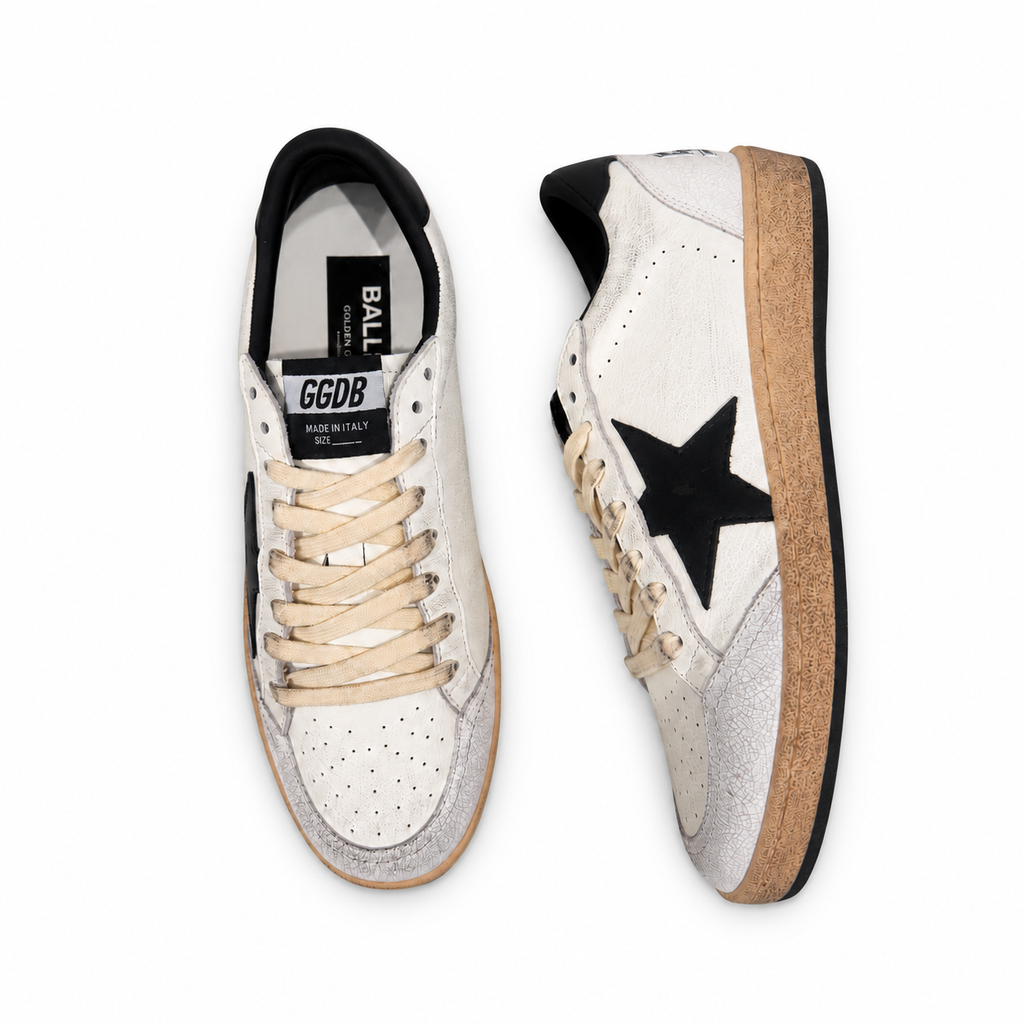 Golden Goose Men’s White/Black Ball Star Sneakers