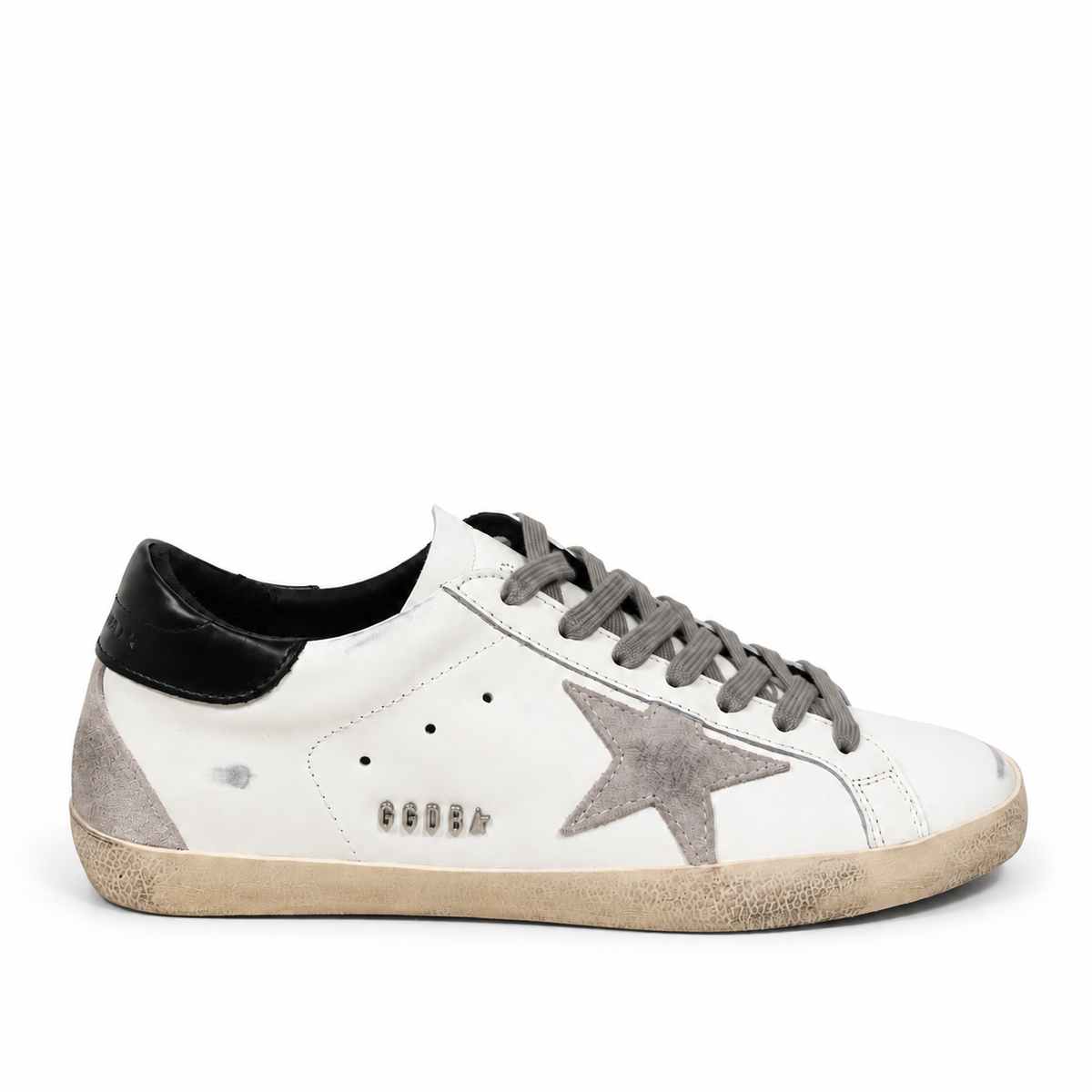 Golden Goose Men’s White Super-Star Sneakers with Perforated Star