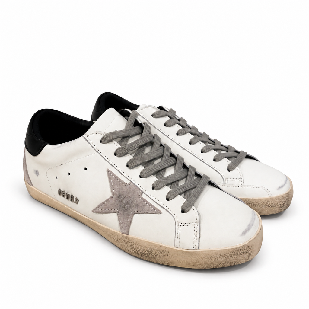 Golden Goose Men’s White Super-Star Sneakers with Perforated Star