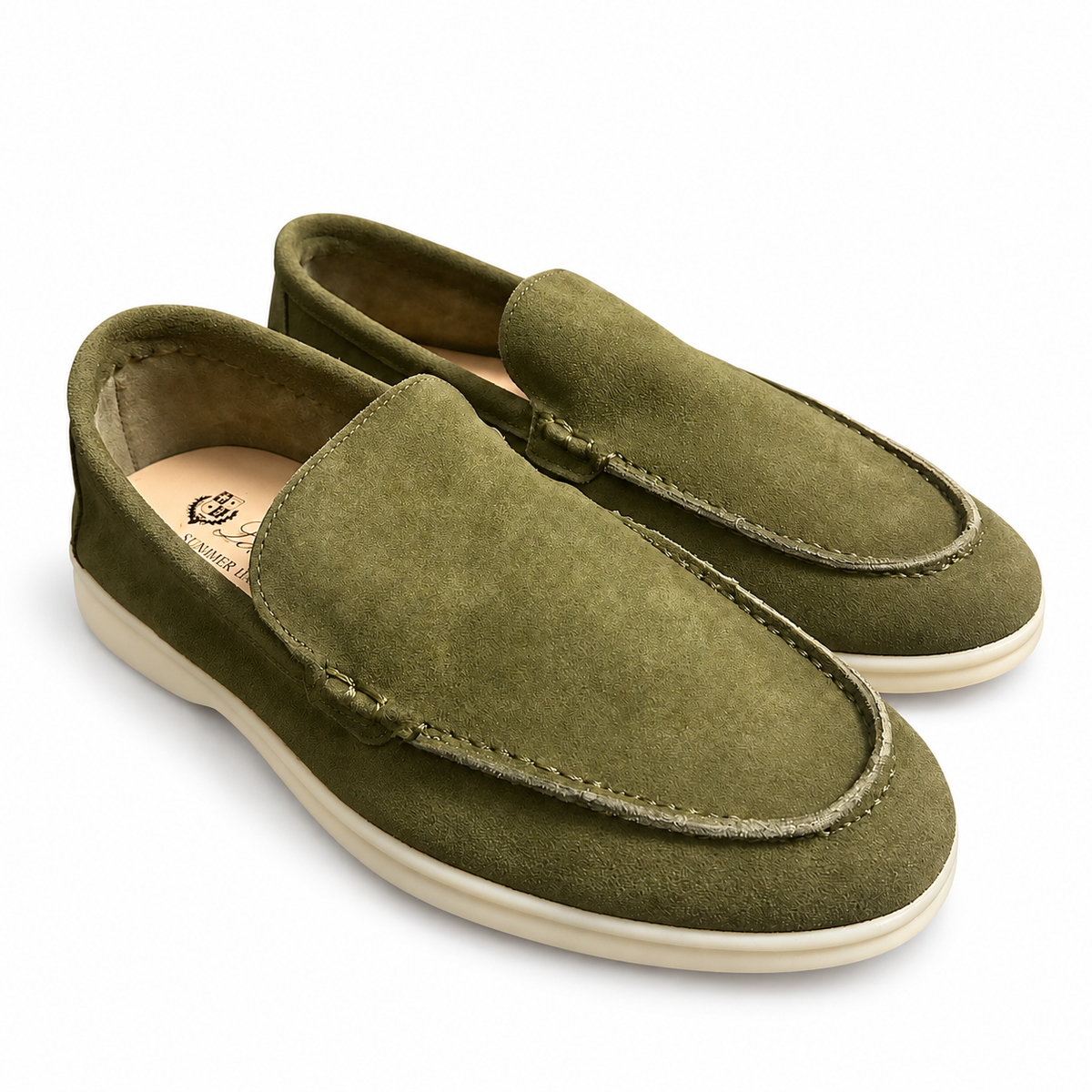 Loro Piana Olive Summer Walk Loafer