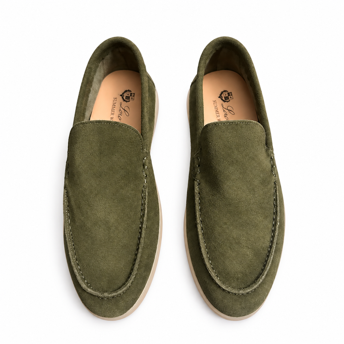 Loro Piana Olive Summer Walk Loafer