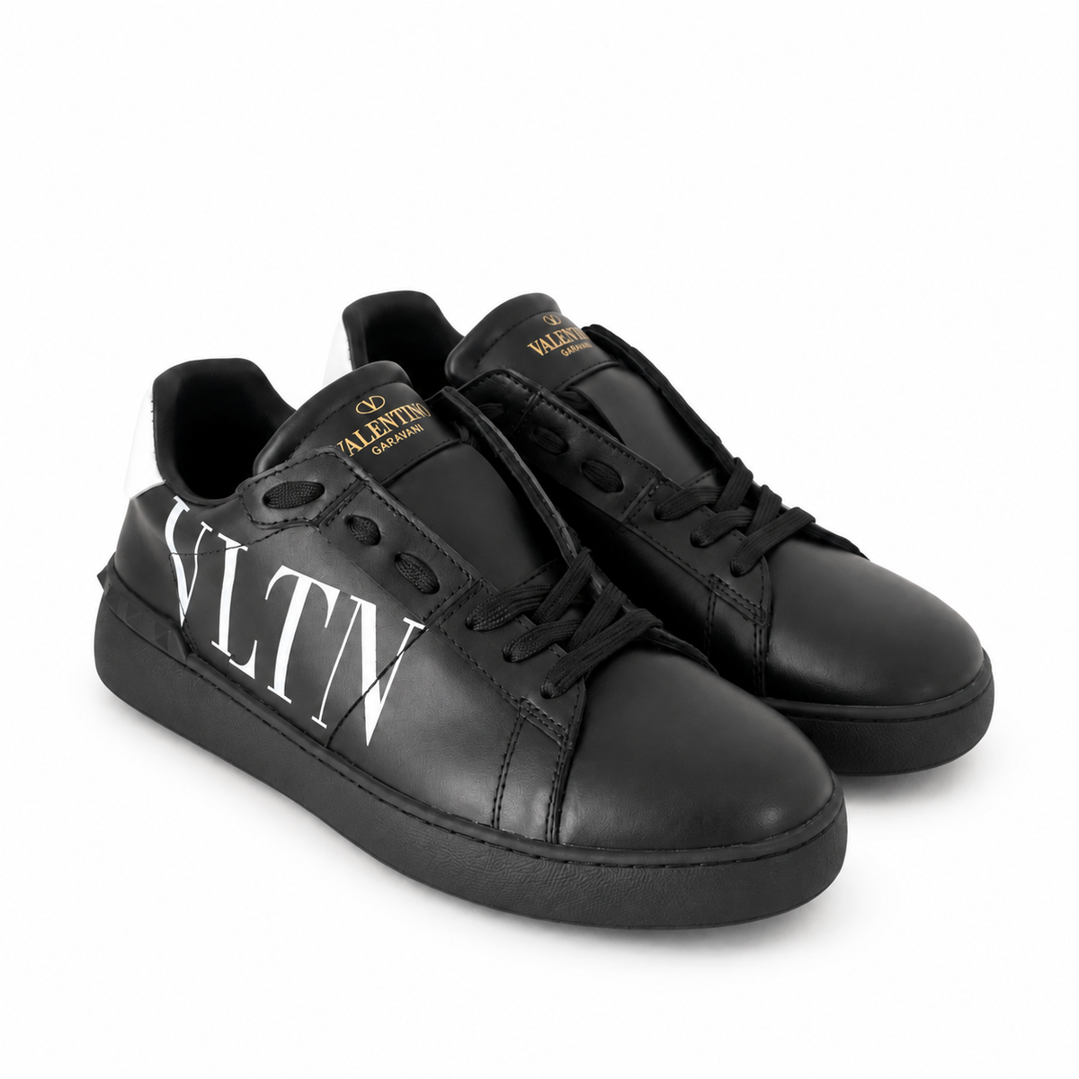 Valentino Garavani Black/White Open Sneaker with VLTN Print