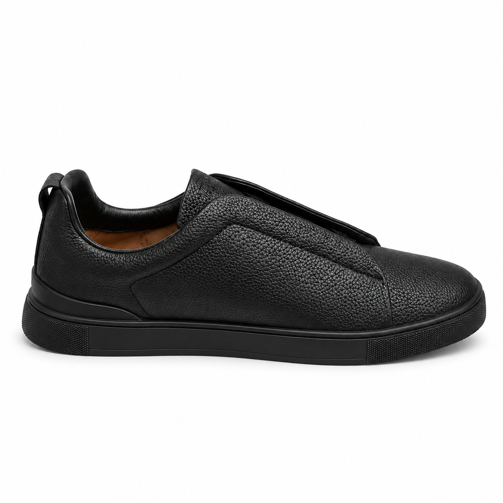 ZEGNA Black Deerskin Triple Stitch™ Sneakers