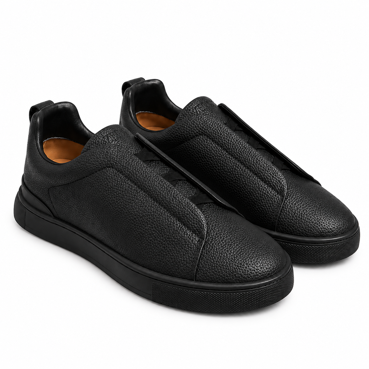 ZEGNA Black Deerskin Triple Stitch™ Sneakers