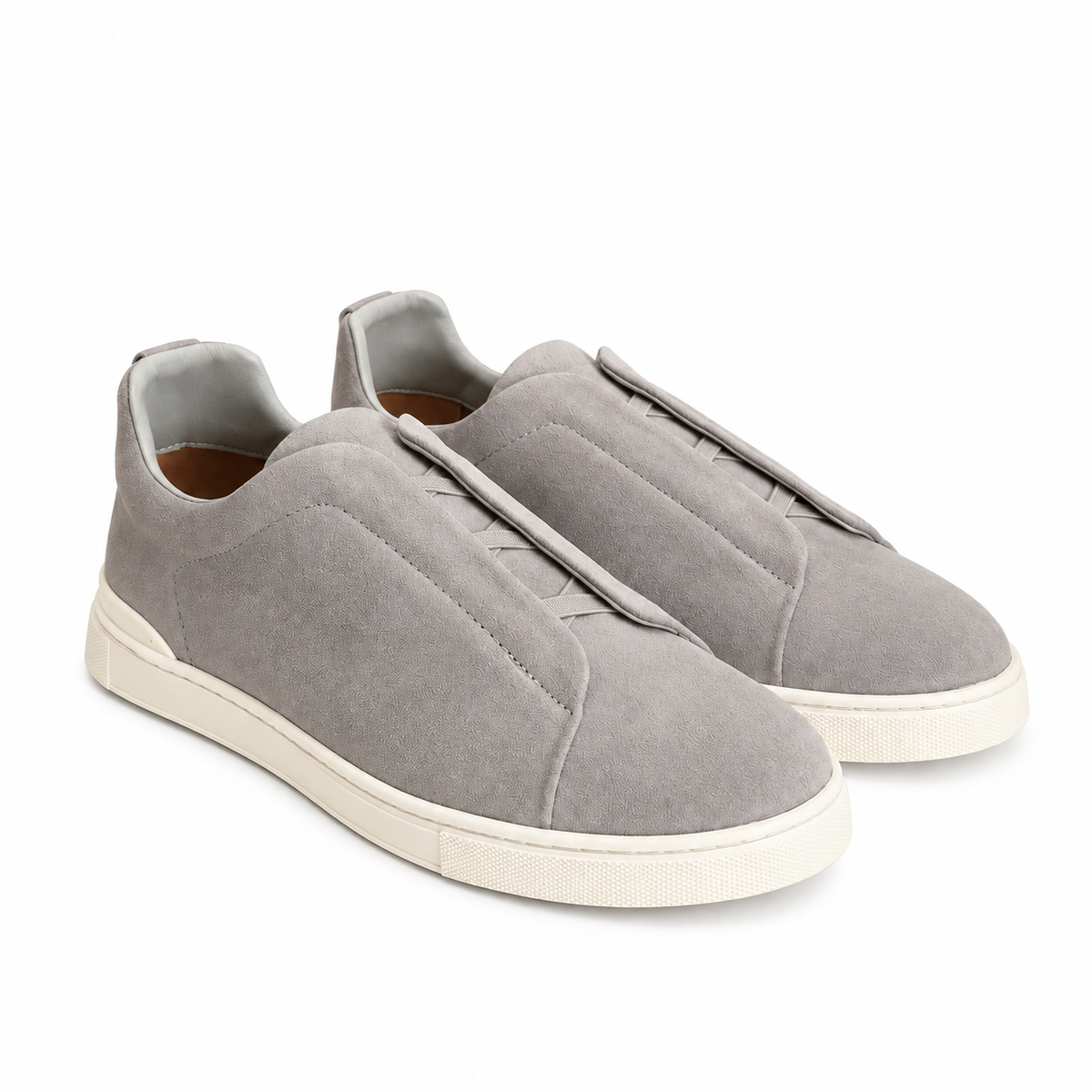 ZEGNA Grey Mélange Suede Triple Stitch™ Sneakers
