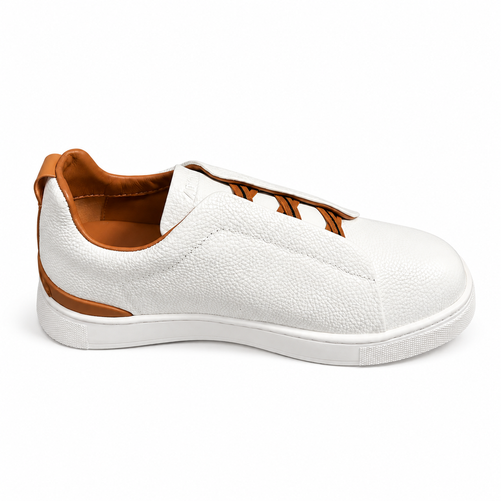 ZEGNA White Deerskin Triple Stitch™ Sneakers