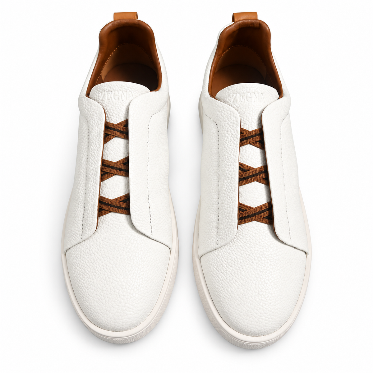 ZEGNA White Deerskin Triple Stitch™ Sneakers